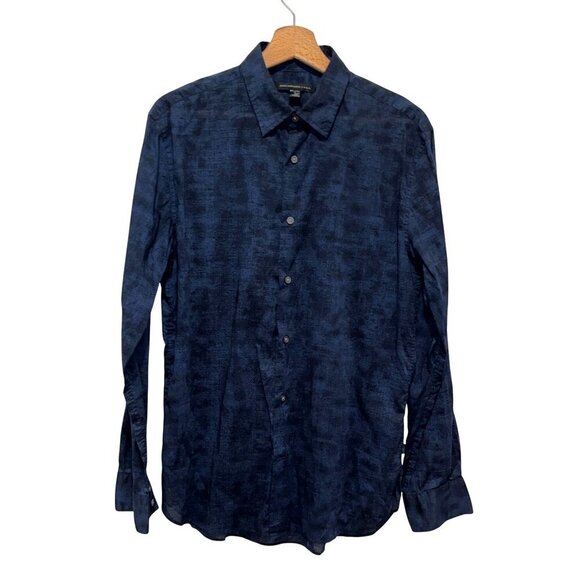 John Varavtos Blue Cotton Textured Long-Sleeve Button-Up Shirt Men's Size S - Picture 1 of 10